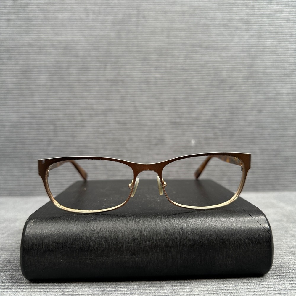 Jimmy Choo Brown Tortoise Gold Glitter‎ Rectangle Y2K Eyeglass Frames 54-16
